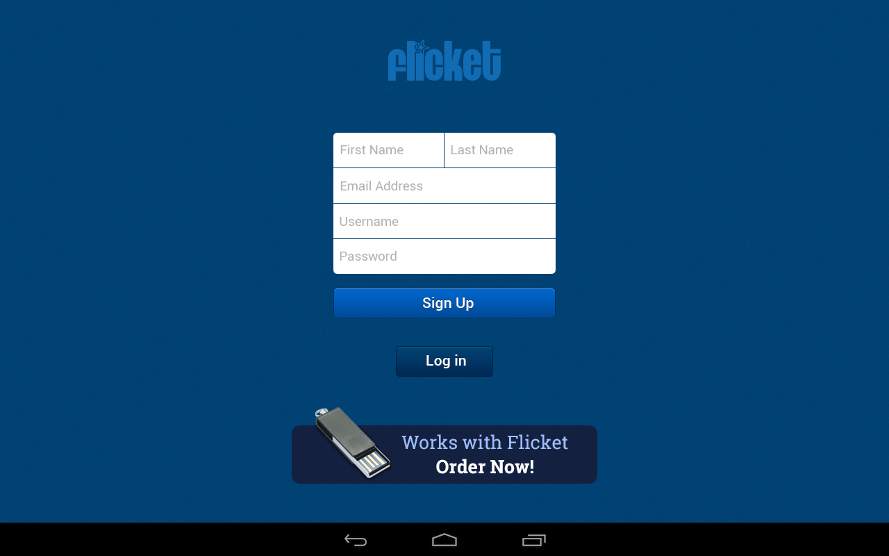Flicket login and registration